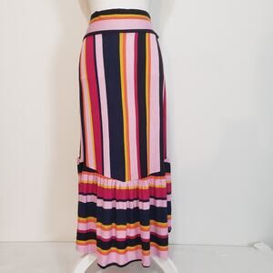 NEW!! Agnes Dora SIZE M (8/10) Skirt Stripe Boho Ruffle Modest Midi Pull On